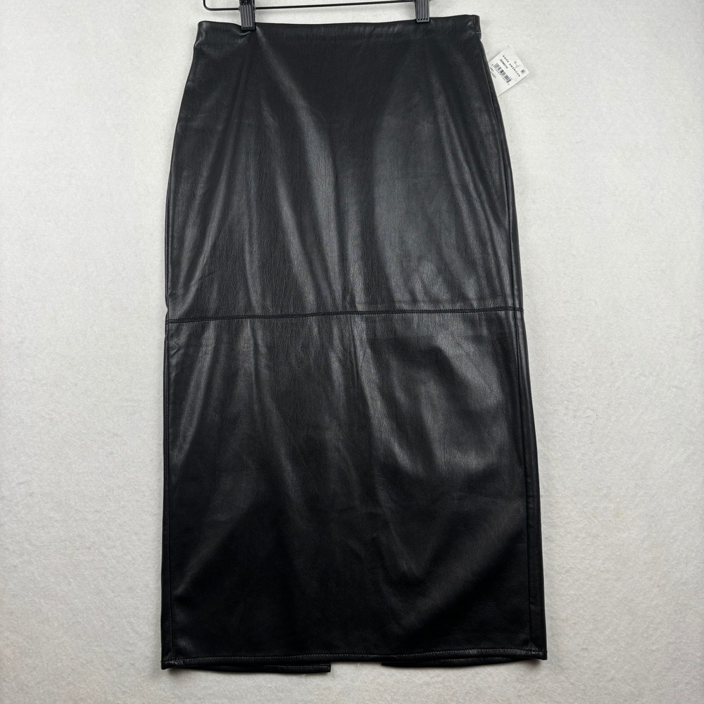 New Good American Faux Leather Skirt Womens 6 28 High‎ Rise Pencil Slit Long